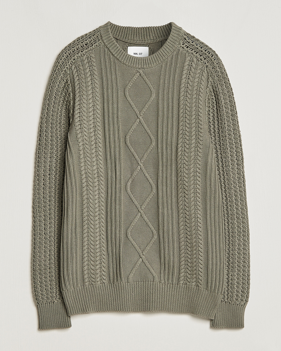 Herre | Gensere | NN07 | Caleb Cable Knit Sweater Khaki Sand