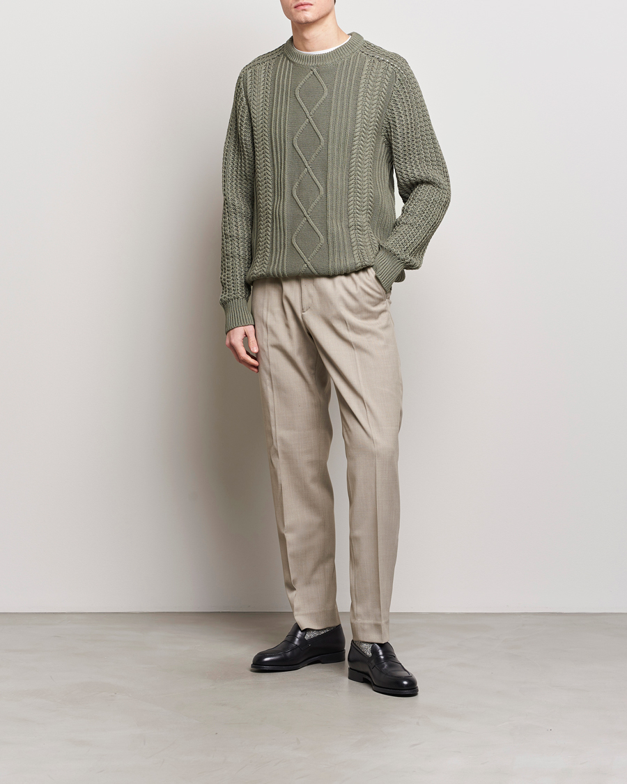 Herre | Gensere | NN07 | Caleb Cable Knit Sweater Khaki Sand