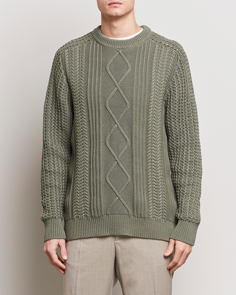 Herre | Strikkede gensere | NN07 | Caleb Cable Knit Sweater Khaki Sand