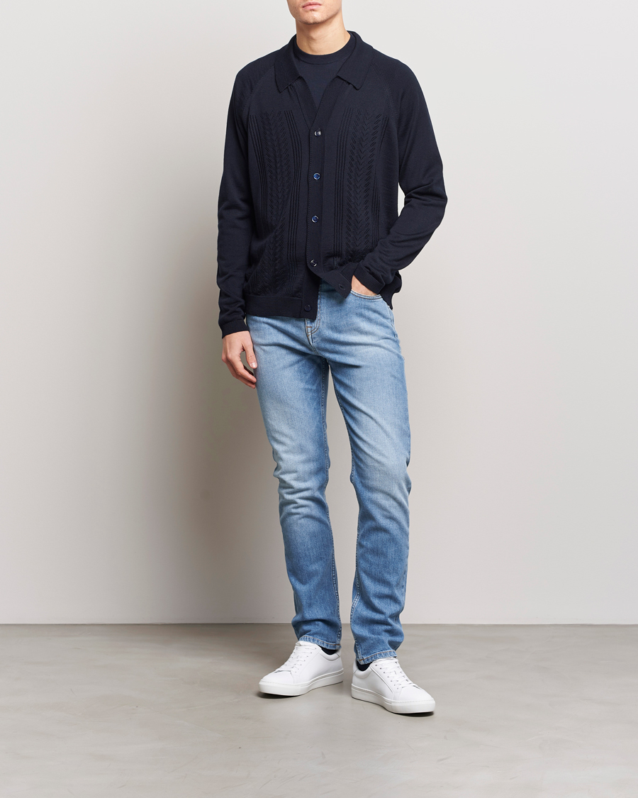Herre | Gensere | NN07 | Bjarki Wool Cardigan Navy Blue