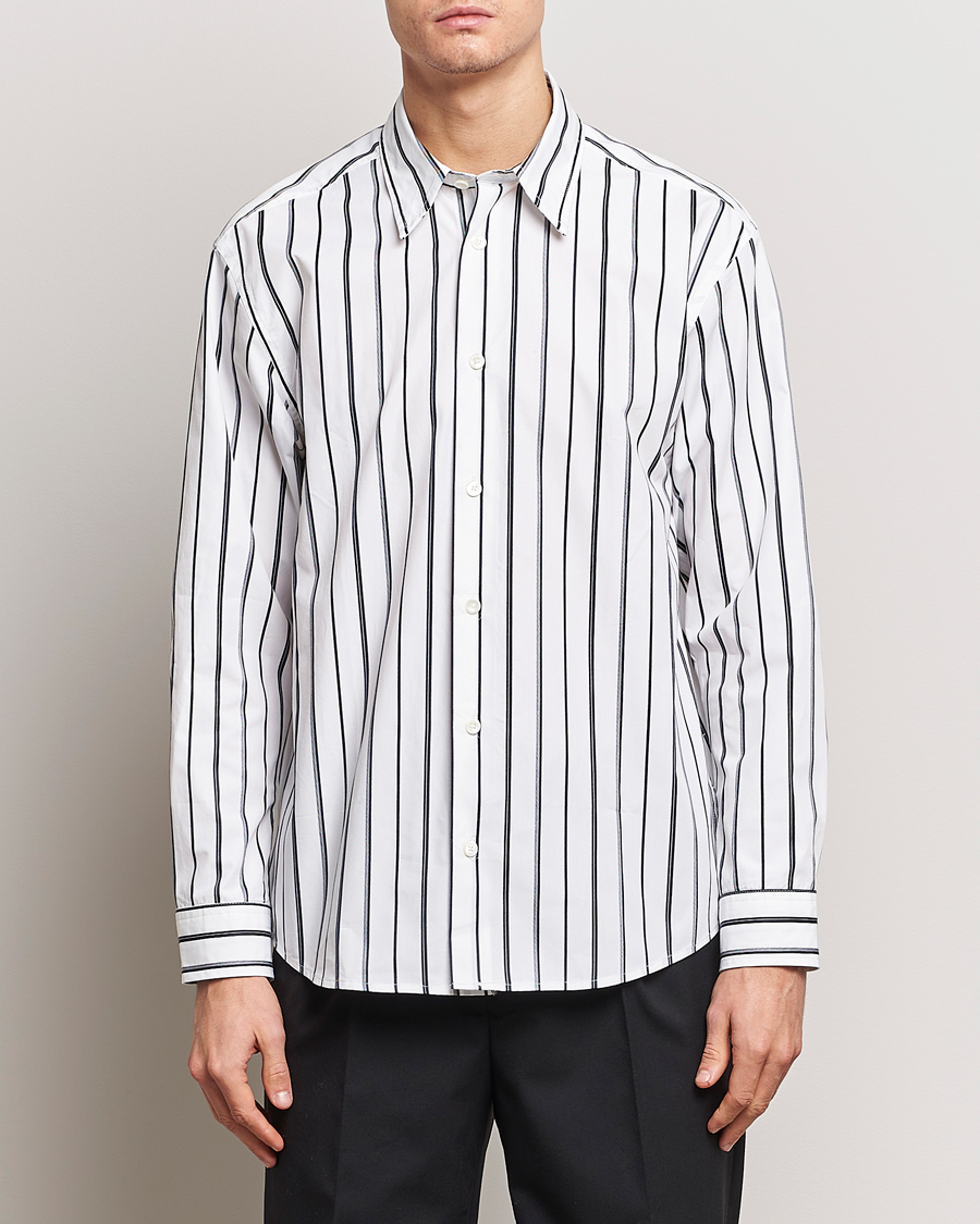 Herre | Casual | NN07 | Quinsy Striped Cotton Shirt White/Blue