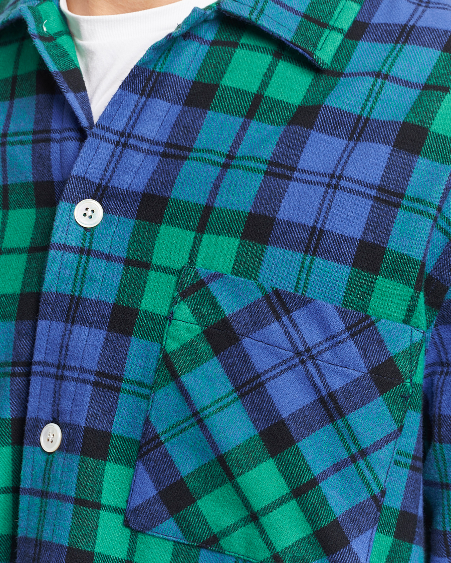 Herre | Pyjamaser og badekåper | Tekla | Flannel Checked Pyjama Shirt Green/Blue