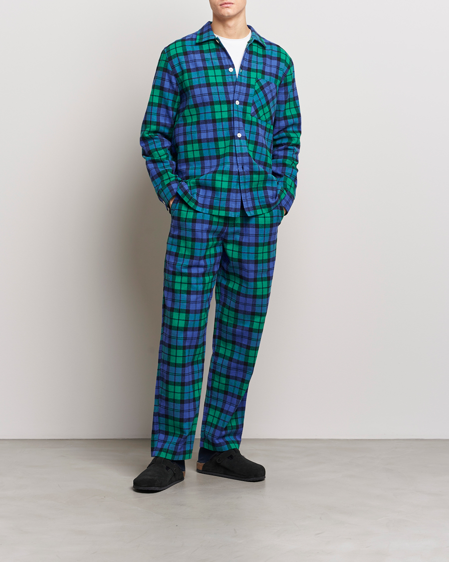 Herre | Pyjamaser og badekåper | Tekla | Flannel Checked Pyjama Pants Green/Blue