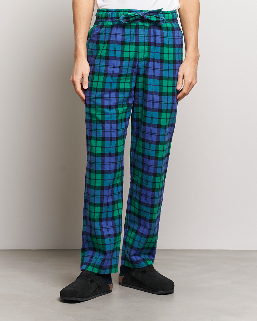 Herre | Pyjamaser og badekåper | Tekla | Flannel Checked Pyjama Pants Green/Blue