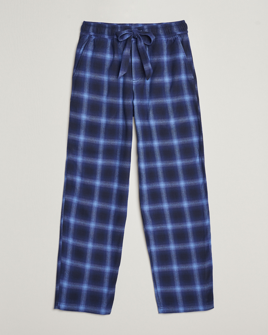 Herre | Pyjamaser og badekåper | Tekla | Flannel Checked Pyjama Pants Navy/Blue