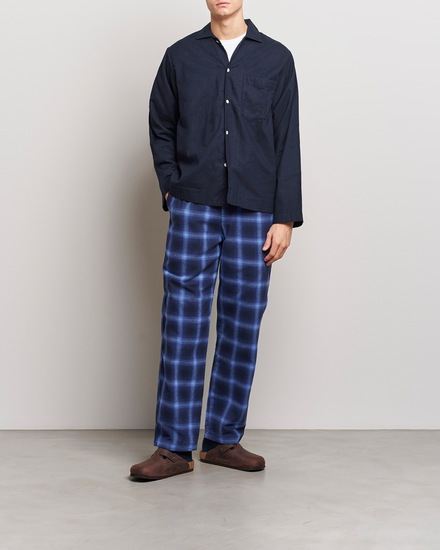 Herre | Pyjamaser og badekåper | Tekla | Flannel Checked Pyjama Pants Navy/Blue