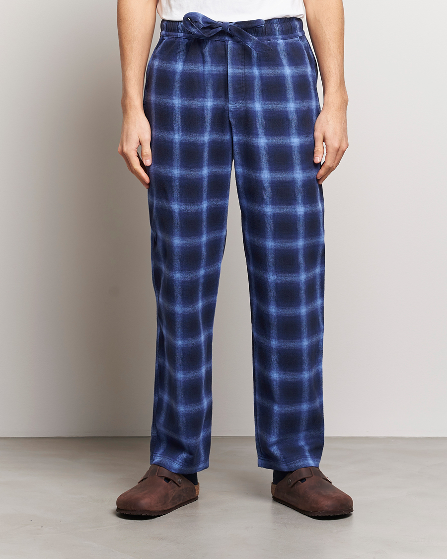 Herre | Pyjamaser og badekåper | Tekla | Flannel Checked Pyjama Pants Navy/Blue