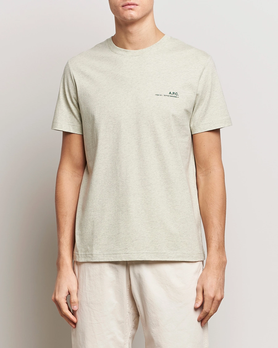 Herre | Kortermede t-shirts | A.P.C. | Item T-Shirt Vert Pale Chine