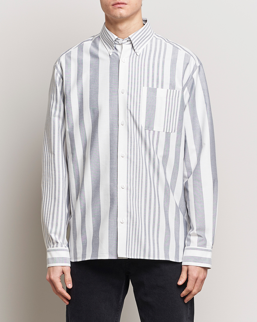 Herre | Skjorter | A.P.C. | Mateo Striped Oxford Shirt Marine/White