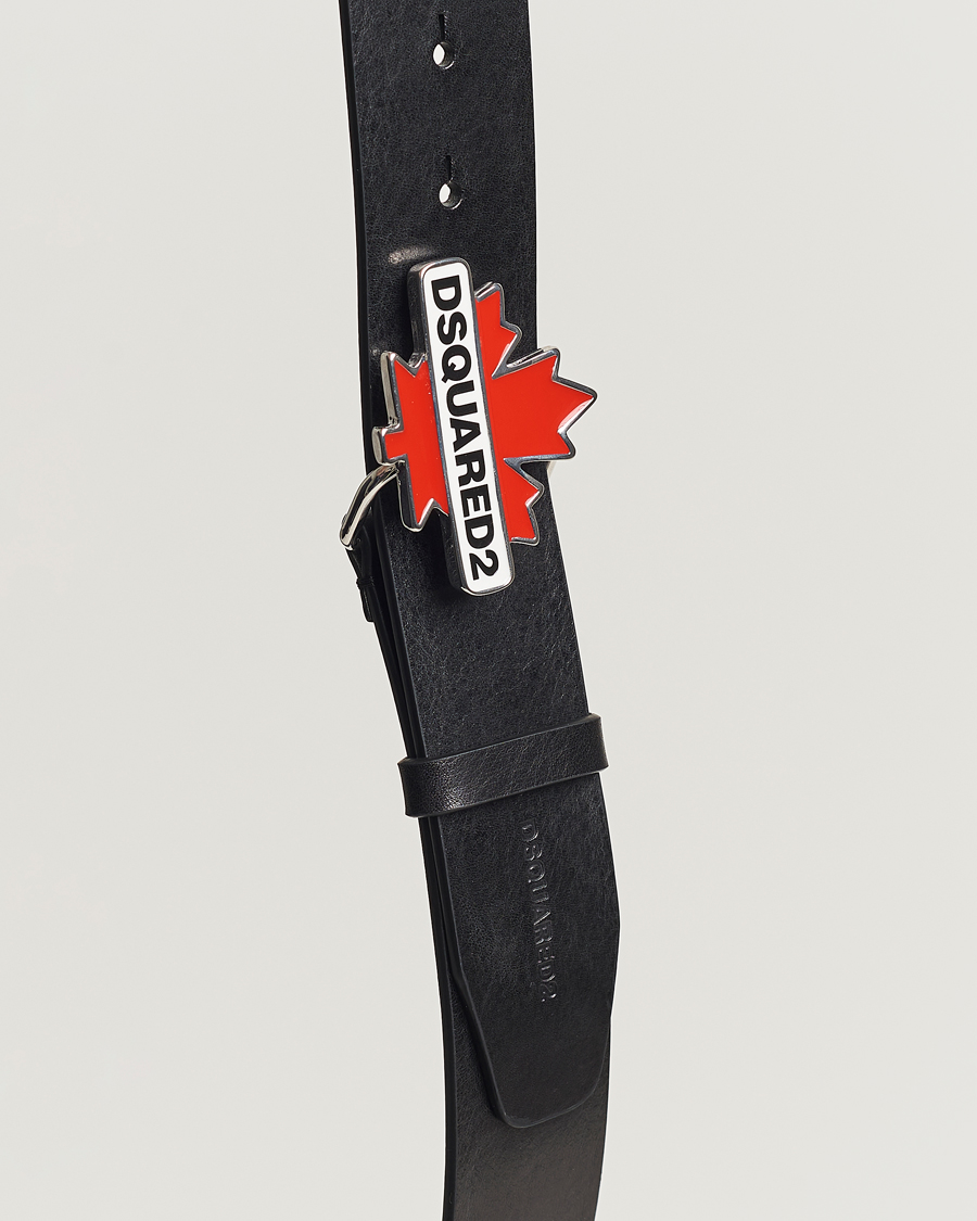 Herre | Dsquared2 Leaf Plaque Belt Black | Dsquared2 | Leaf Plaque Belt Black