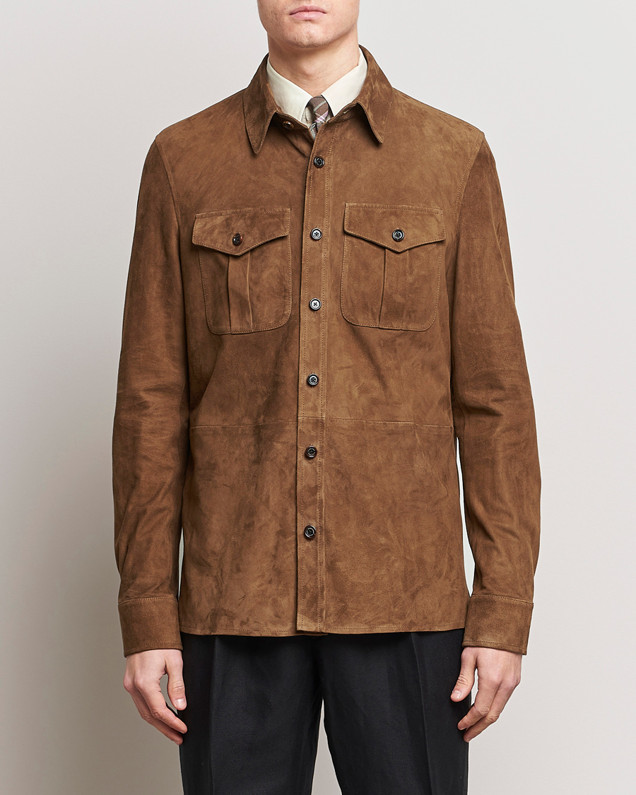 Herre | Skinnjakker | Ralph Lauren Purple Label | Suede Shirt Jacket Dark Brown