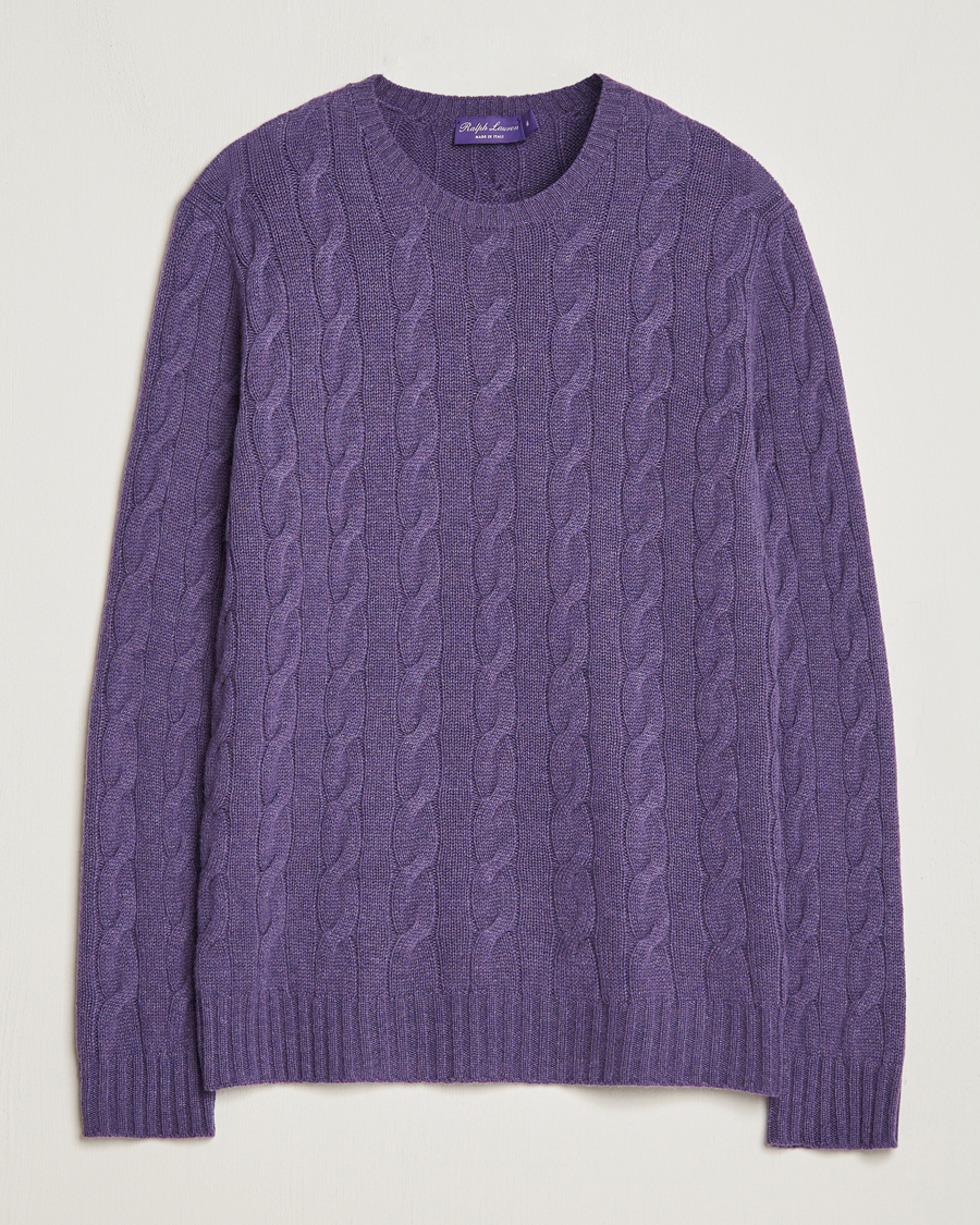 Herre | Gensere | Ralph Lauren Purple Label | Cashmere Cable Sweater Purple Melange