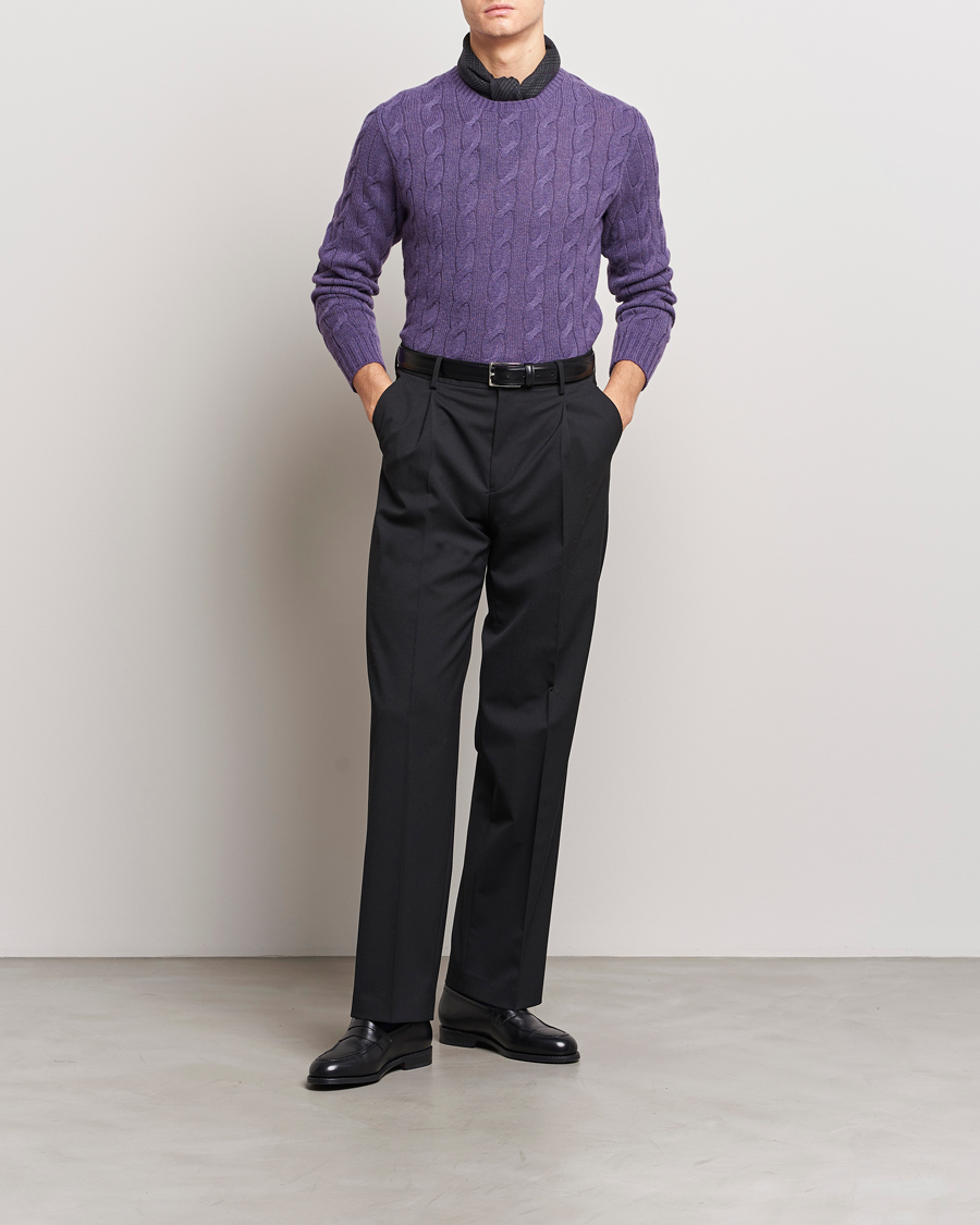 Herre |  | Ralph Lauren Purple Label | Cashmere Cable Sweater Purple Melange