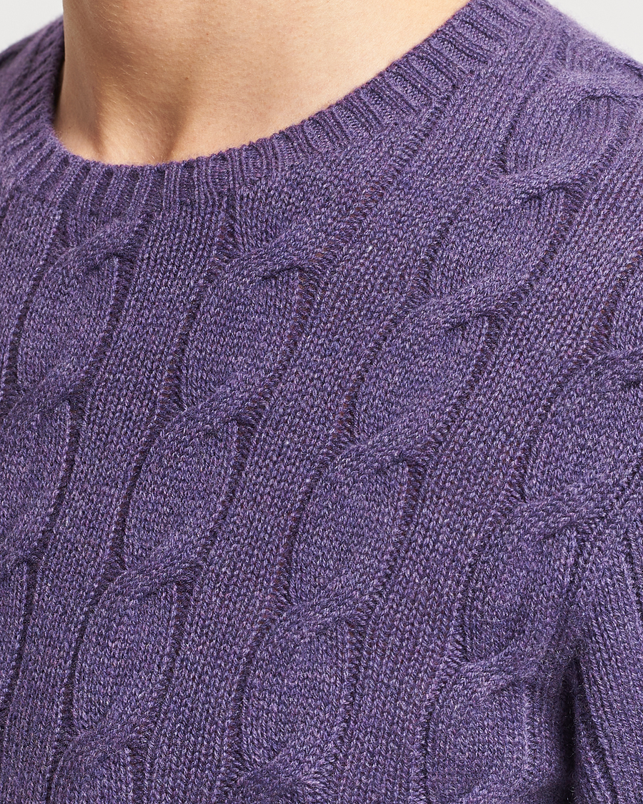 Herre | Gensere | Ralph Lauren Purple Label | Cashmere Cable Sweater Purple Melange