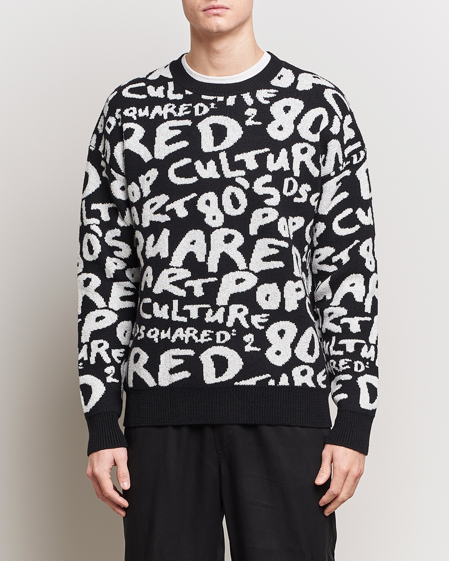 Herre | Strikkede gensere | Dsquared2 | Pop 80's Crew Neck Knitted Sweater Black