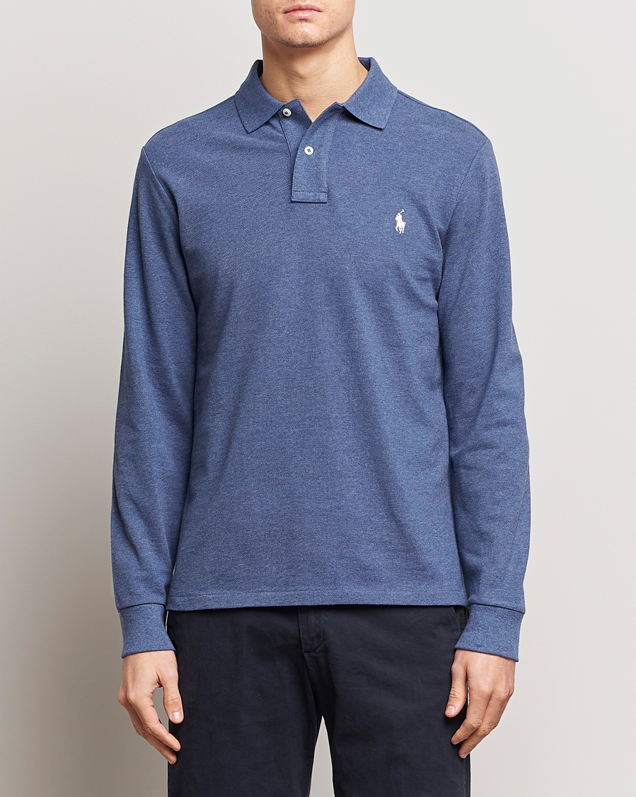 Herre | Pikéer | Polo Ralph Lauren | Custom Slim Fit Long Sleeve Polo Navy Heather 