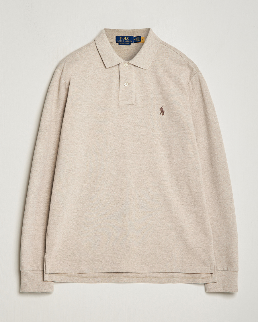 Herre | Gensere | Polo Ralph Lauren | Custom Slim Fit Long Sleeve Polo Beige Heather