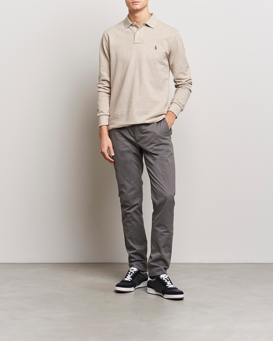 Herre | Gensere | Polo Ralph Lauren | Custom Slim Fit Long Sleeve Polo Beige Heather