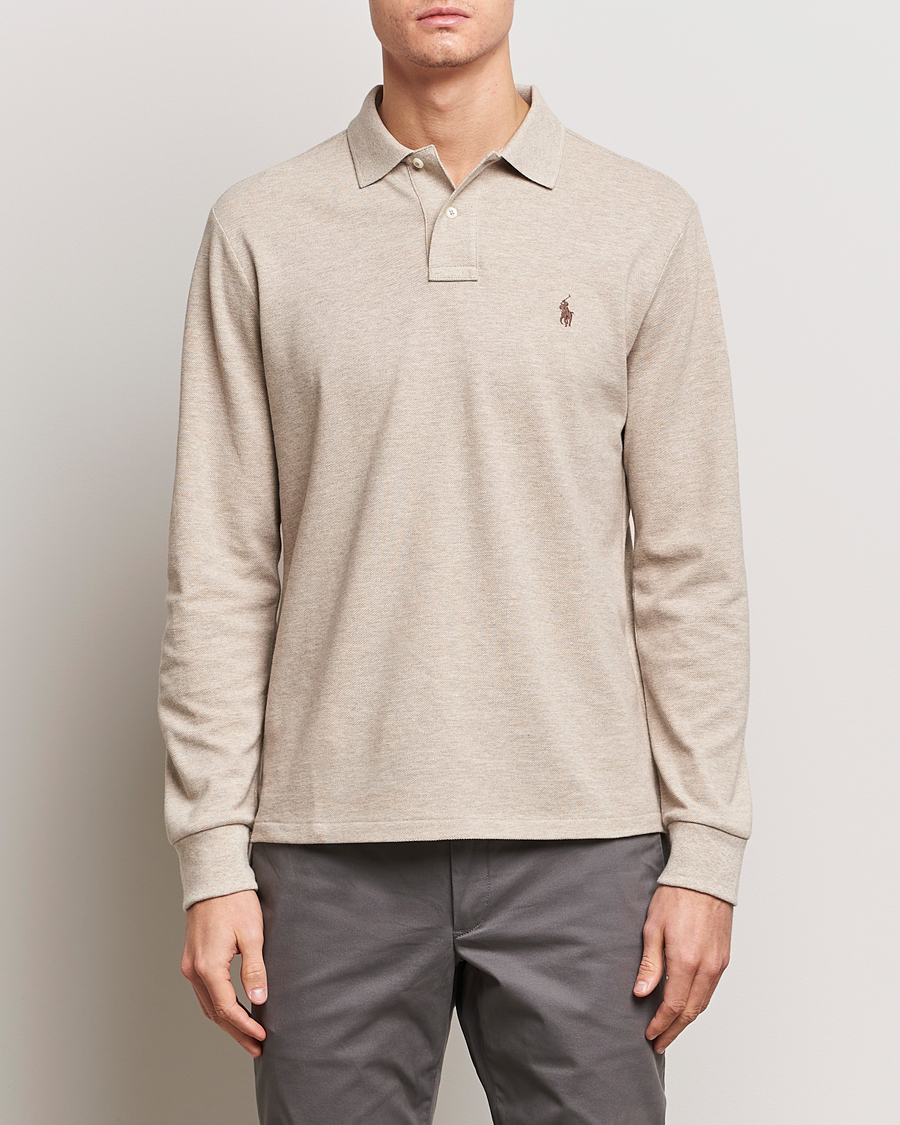Herre | Gensere | Polo Ralph Lauren | Custom Slim Fit Long Sleeve Polo Beige Heather