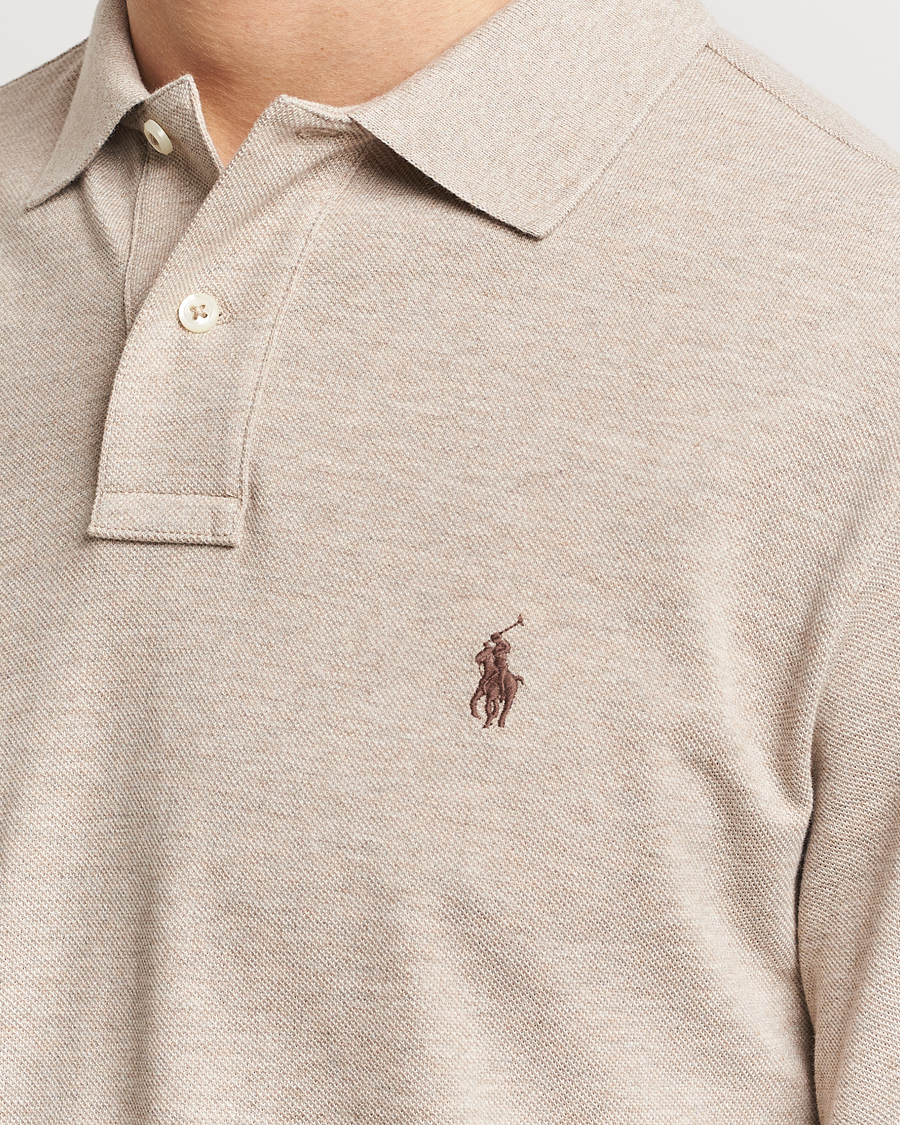 Herre | Gensere | Polo Ralph Lauren | Custom Slim Fit Long Sleeve Polo Beige Heather