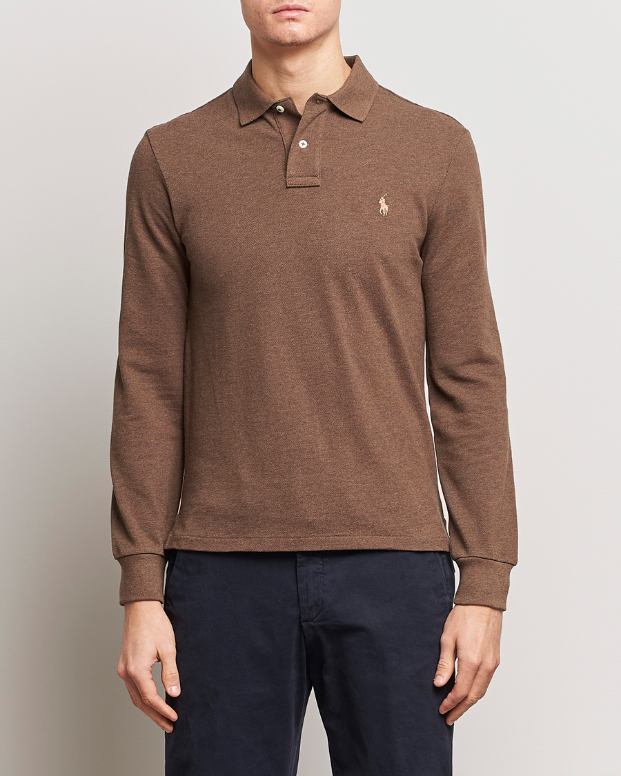 Herre | Pikéer | Polo Ralph Lauren | Slim Fit Long Sleeve Polo Cedar Heather