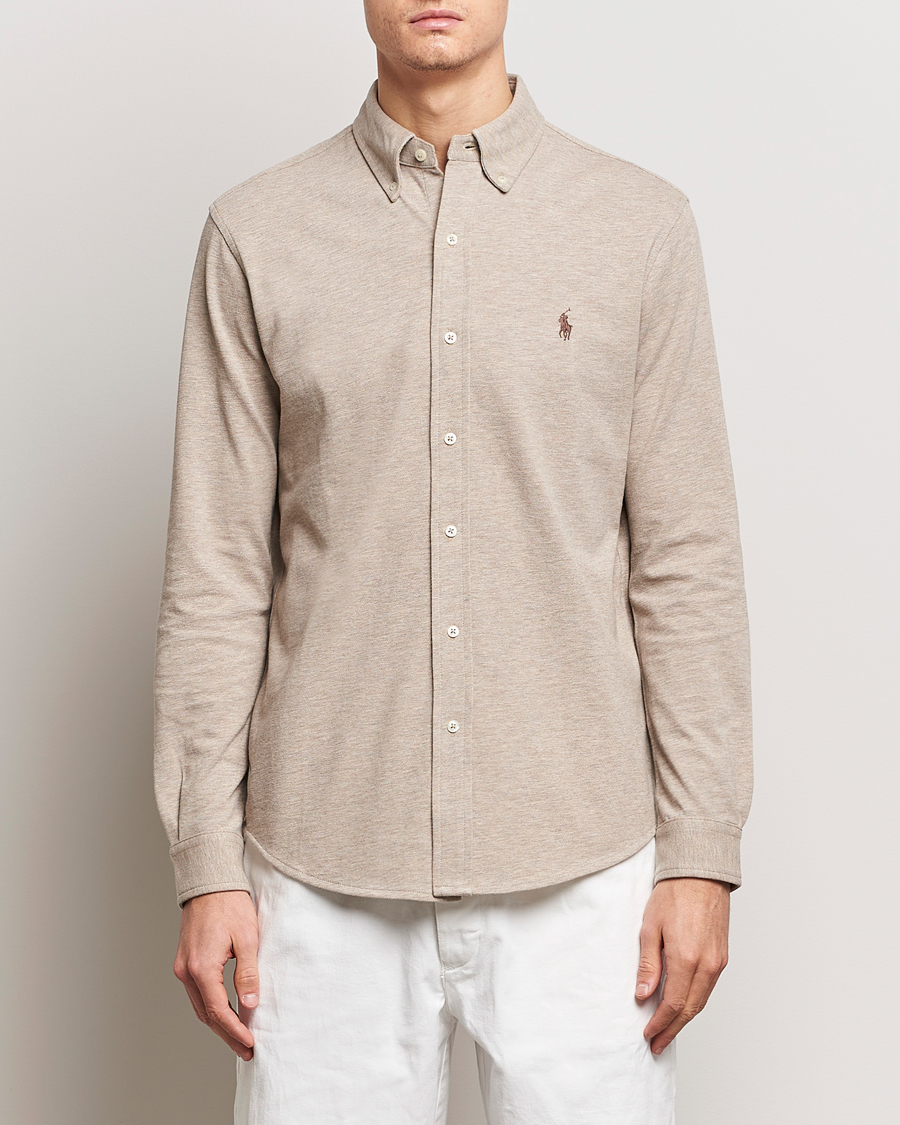 Herre | Casual | Polo Ralph Lauren | Slim Fit Featherweight Mesh Shirt Beige Heather