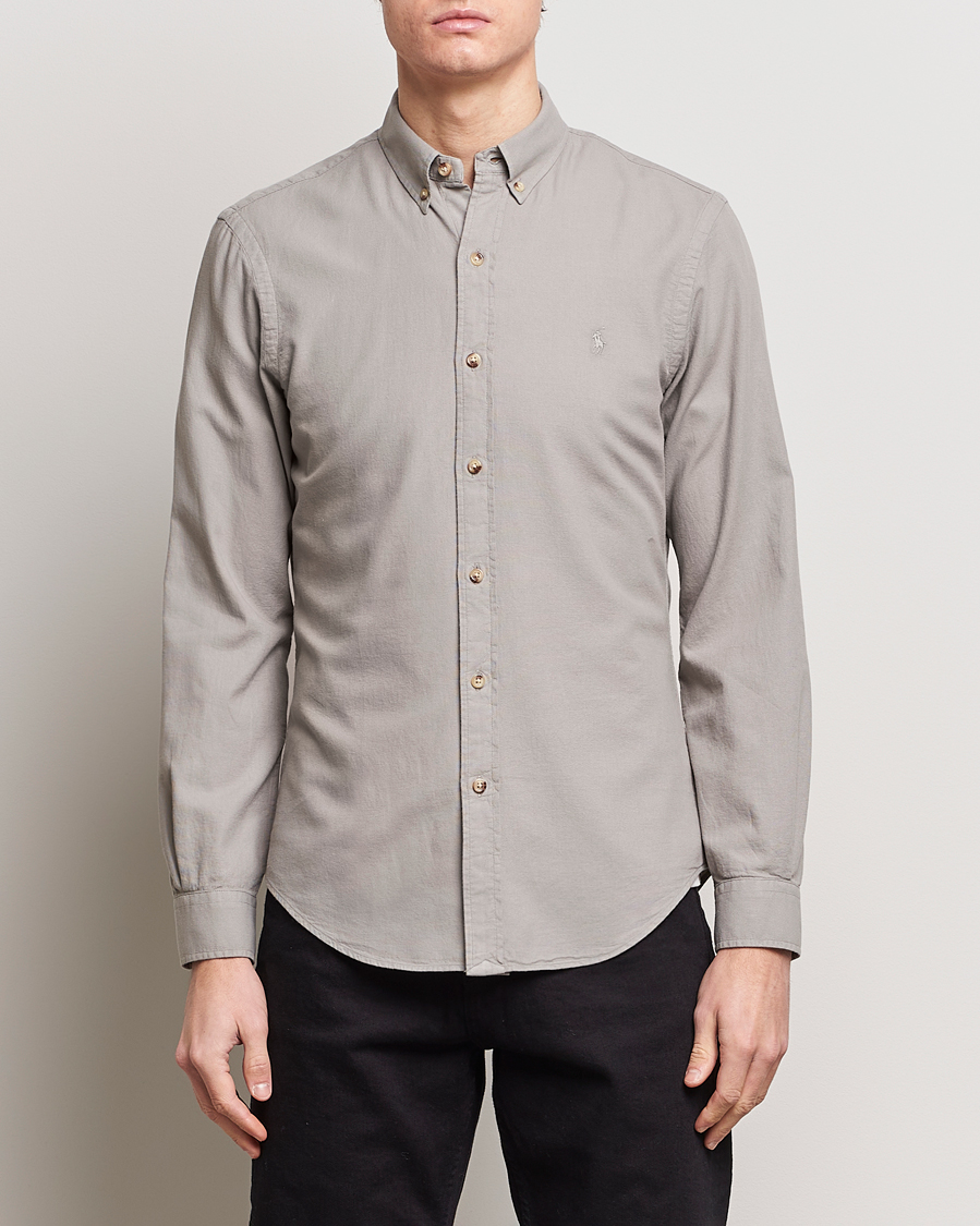 Herre | Salg | Polo Ralph Lauren | Slim Fit Cotton Textured Shirt Grey Fog