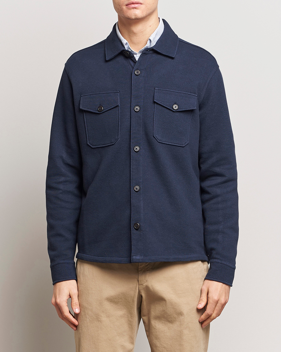 Herre |  | Polo Ralph Lauren | Double Knit Jacquard Overshirt Aviator Navy