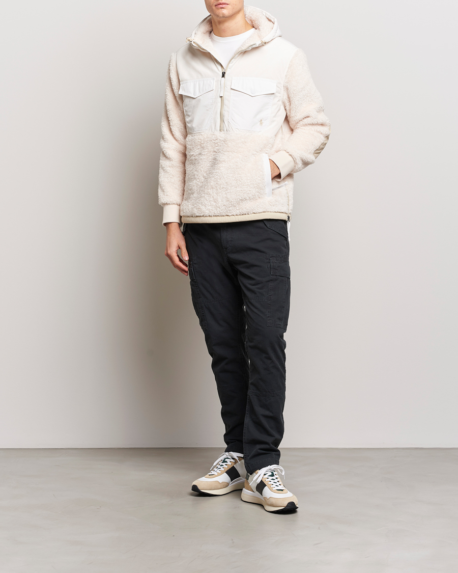 Herre | Gensere | Polo Ralph Lauren | Curly Sherpa/Nylon Half Zip Hoodie Cream Multi