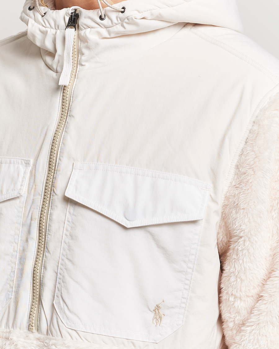 Herre | Gensere | Polo Ralph Lauren | Curly Sherpa/Nylon Half Zip Hoodie Cream Multi