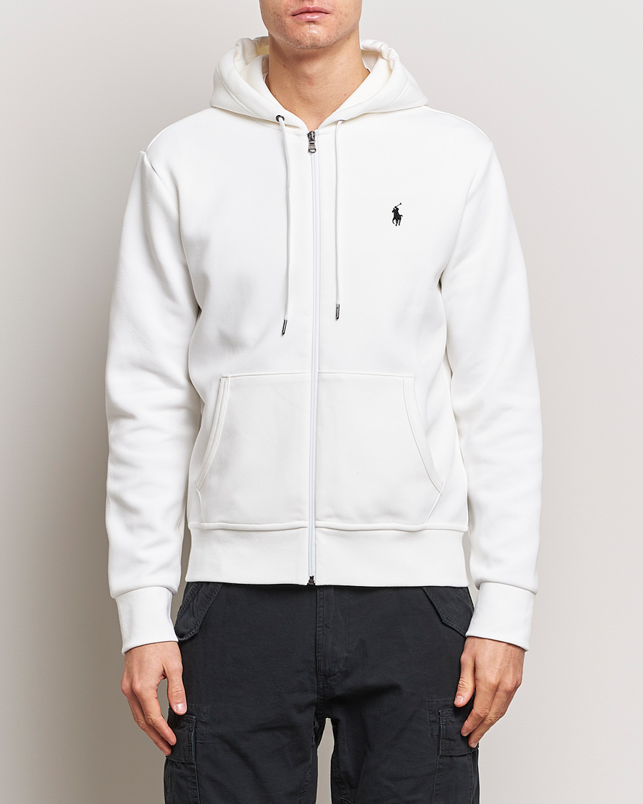 Herre | Hettegensere | Polo Ralph Lauren | Double Knitted Full-Zip Hoodie White