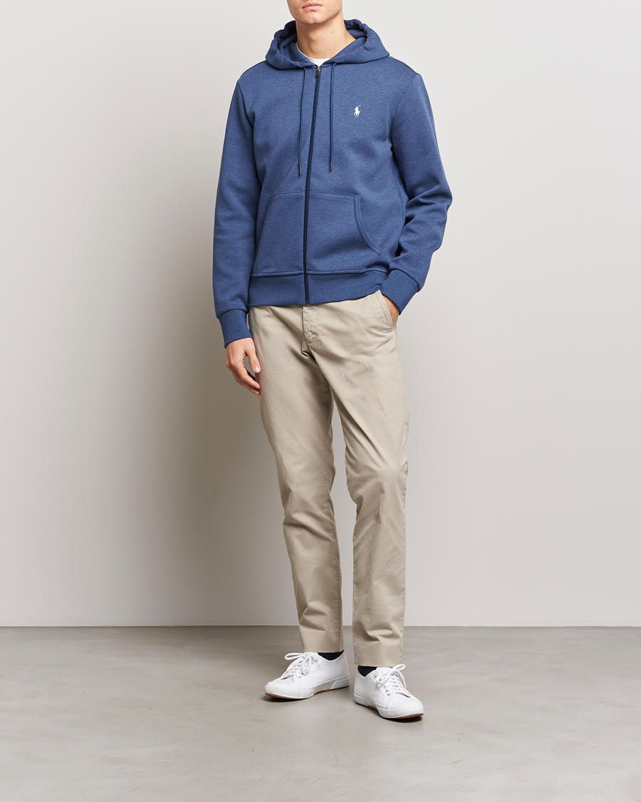 Herre | Gensere | Polo Ralph Lauren | Double Knitted Full-Zip Hoodie Blue Heather