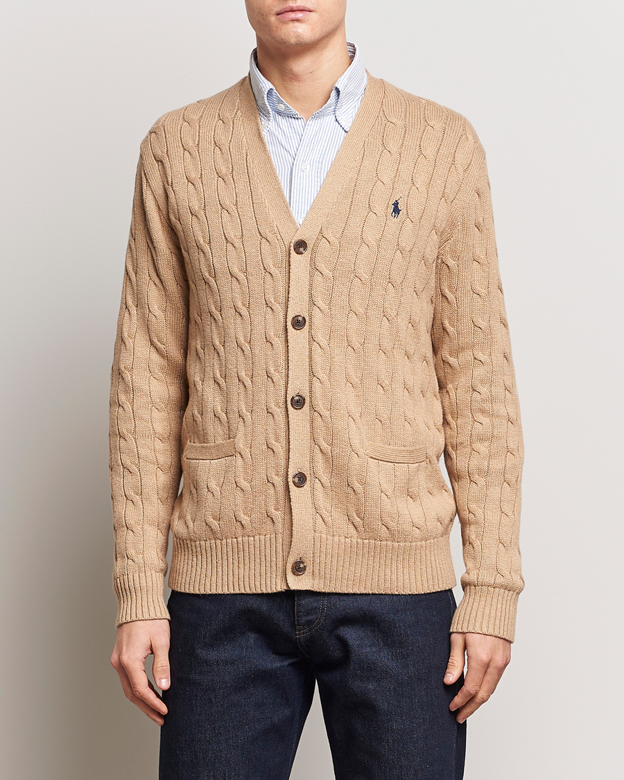 Herre | 30% salg | Polo Ralph Lauren | Cotton Cable Cardigan Camel Melange