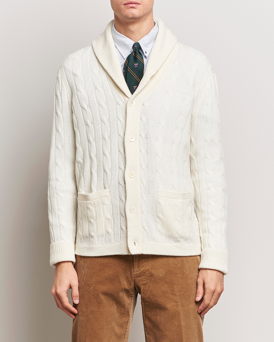 Herre | Salg | Polo Ralph Lauren | Cashmere Cable Shawl Collar Cardigan Cream