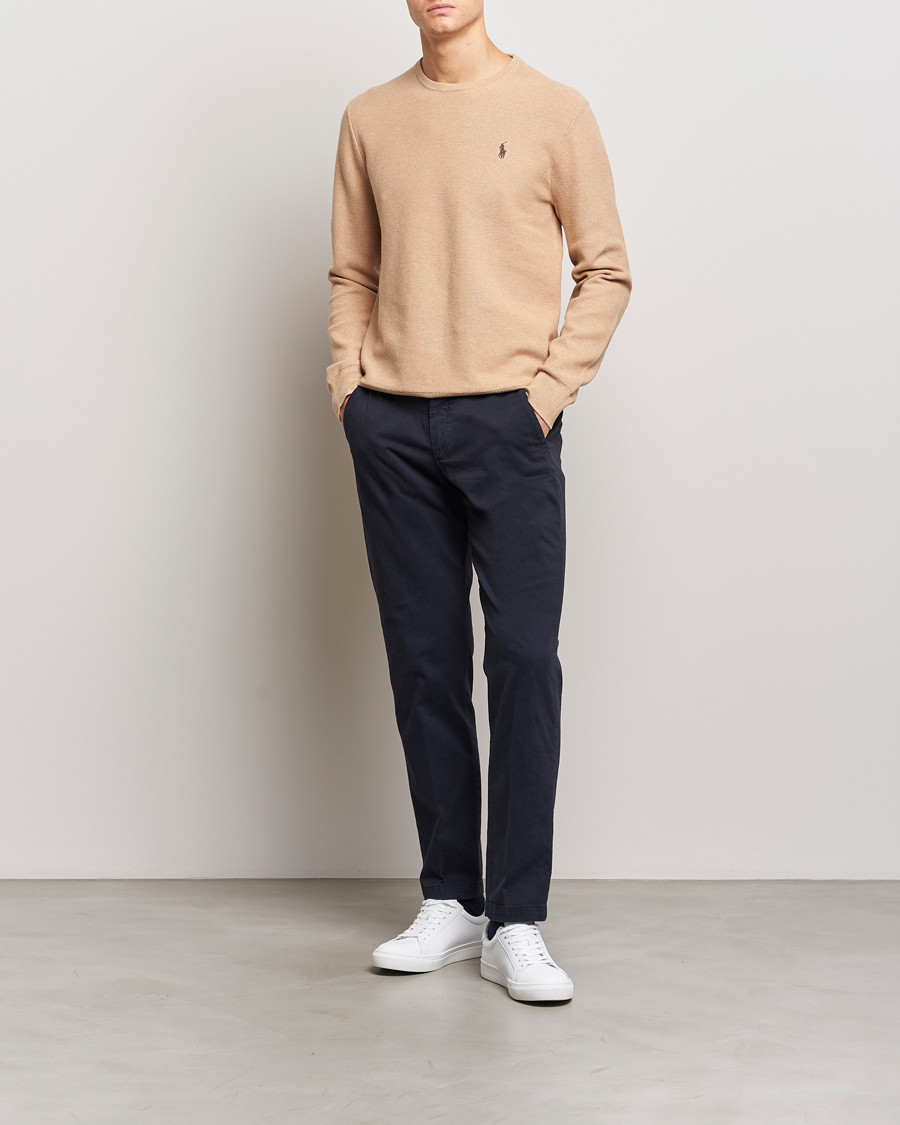 Herre | Gensere | Polo Ralph Lauren | Textured Cotton Crew Neck Sweater Camel Melange