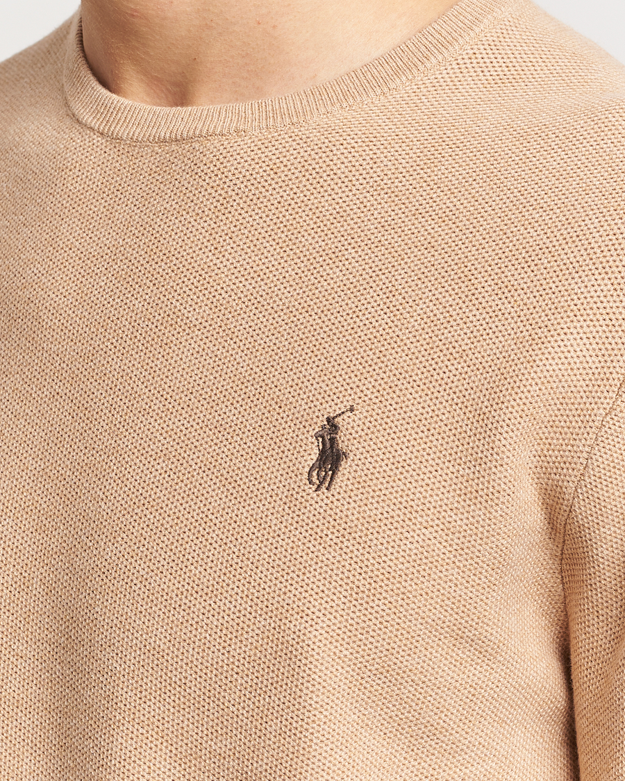 Herre | Gensere | Polo Ralph Lauren | Textured Cotton Crew Neck Sweater Camel Melange
