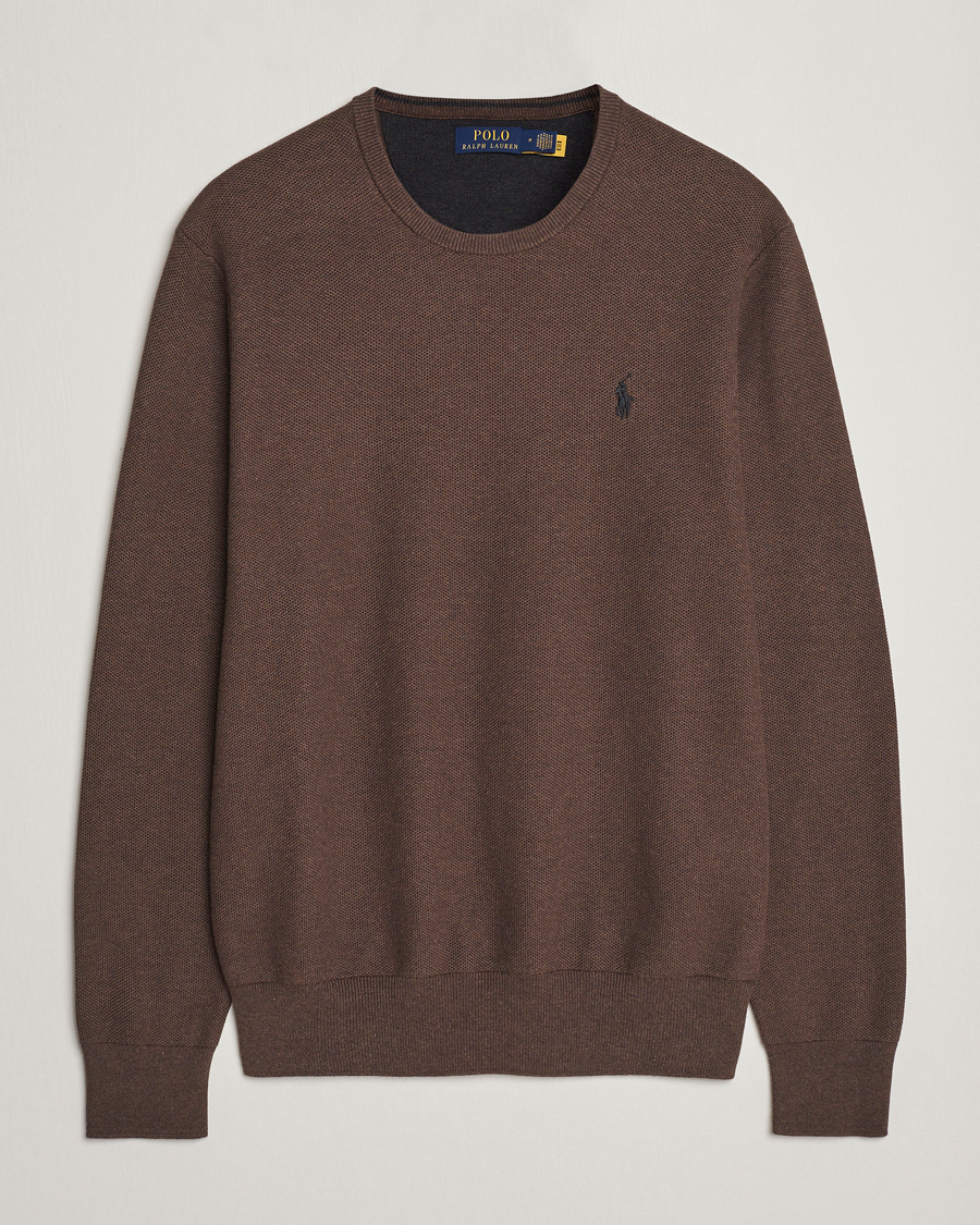 Herre | Gensere | Polo Ralph Lauren | Textured Cotton Crew Neck Sweater Spa Brown Heather