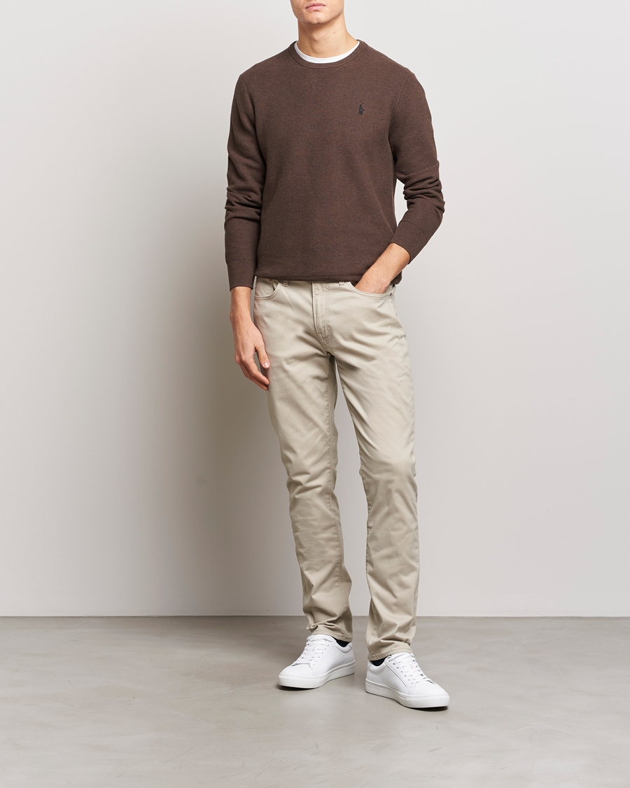 Herre | Gensere | Polo Ralph Lauren | Textured Cotton Crew Neck Sweater Spa Brown Heather