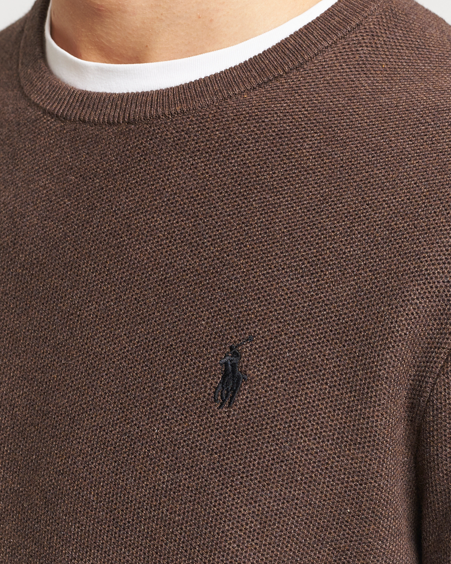 Herre | Gensere | Polo Ralph Lauren | Textured Cotton Crew Neck Sweater Spa Brown Heather