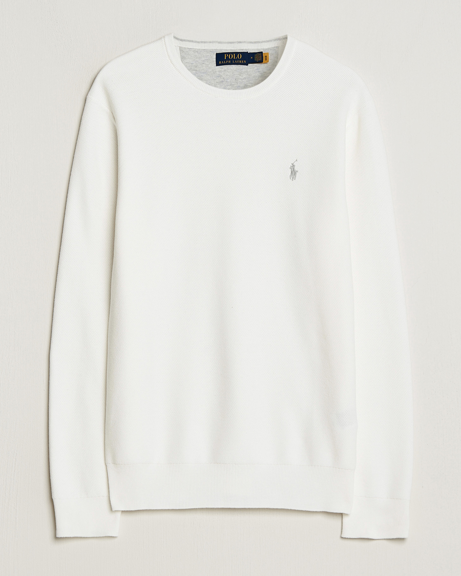 Herre |  | Polo Ralph Lauren | Textured Cotton Crew Neck Sweater Deckwash White