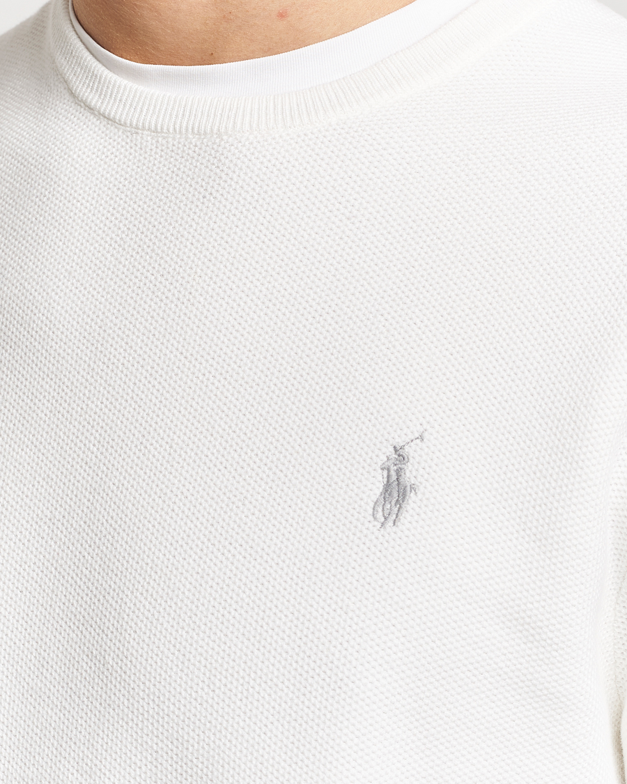 Herre | Gensere | Polo Ralph Lauren | Textured Cotton Crew Neck Sweater Deckwash White