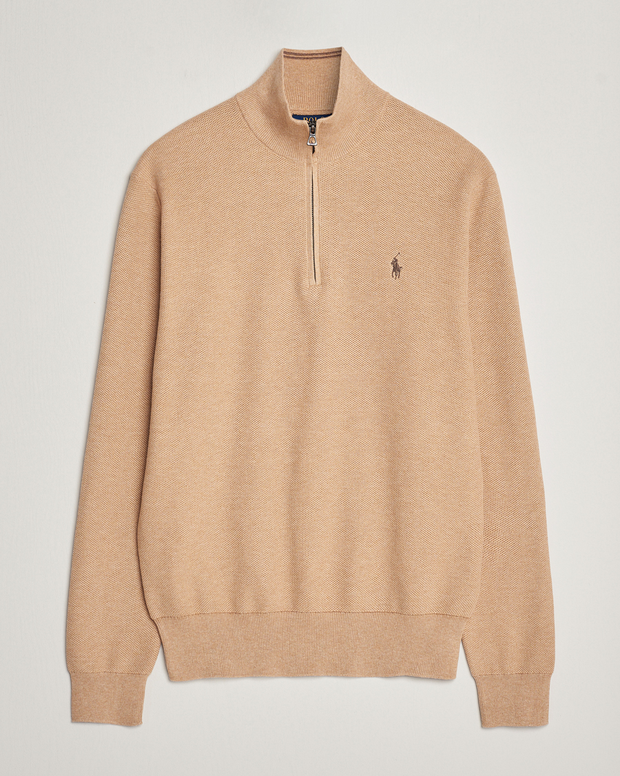 Herre | Gensere | Polo Ralph Lauren | Half Zip Cotton Pullover Camel Melange