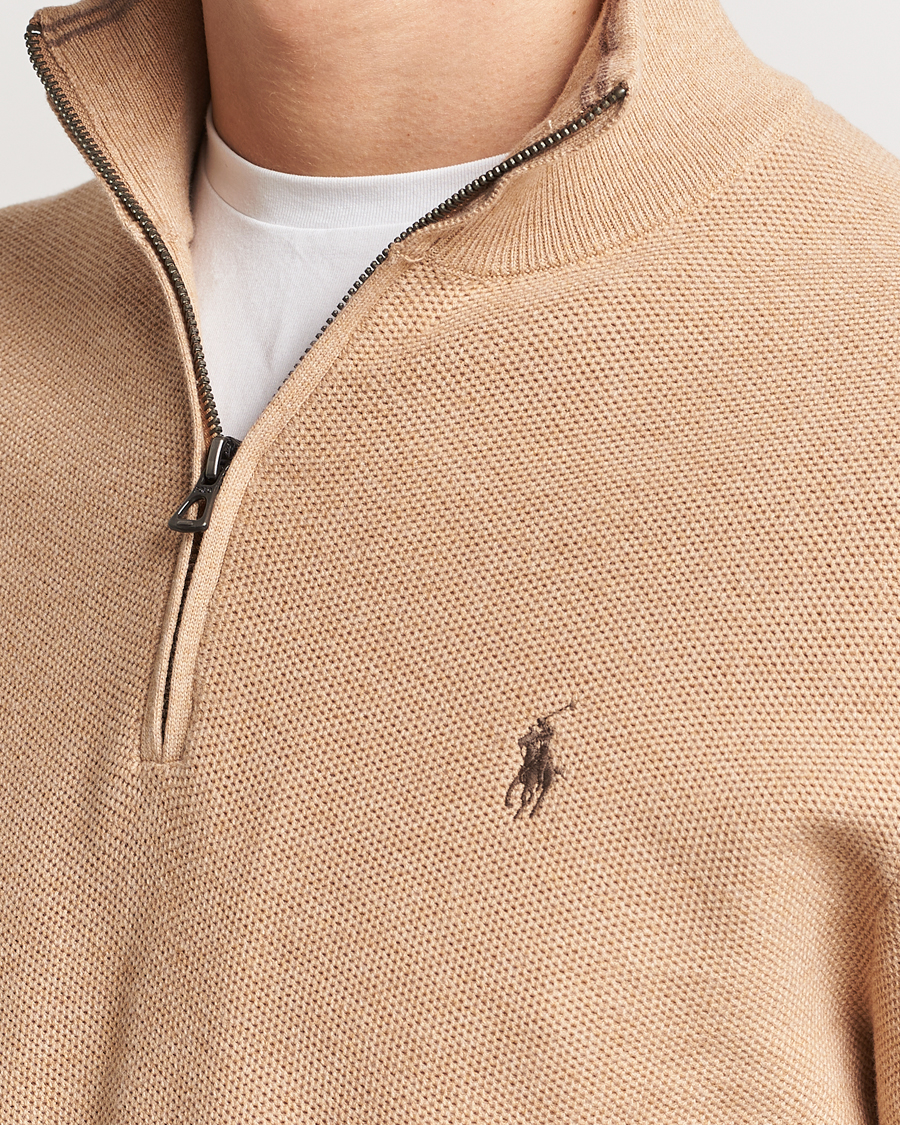 Herre | Gensere | Polo Ralph Lauren | Half Zip Cotton Pullover Camel Melange