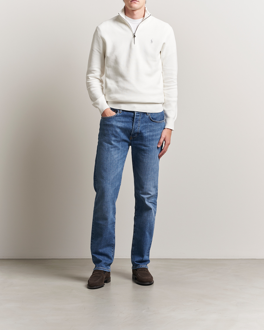 Herre | Gensere | Polo Ralph Lauren | Textured Half Zip Deckwash White