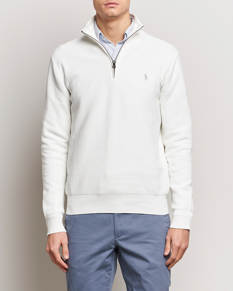 Herre | Preppy Authentic | Polo Ralph Lauren | Textured Half-Zip Deckwash White