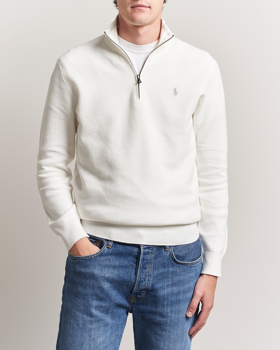 Herre | Gensere | Polo Ralph Lauren | Textured Half Zip Deckwash White