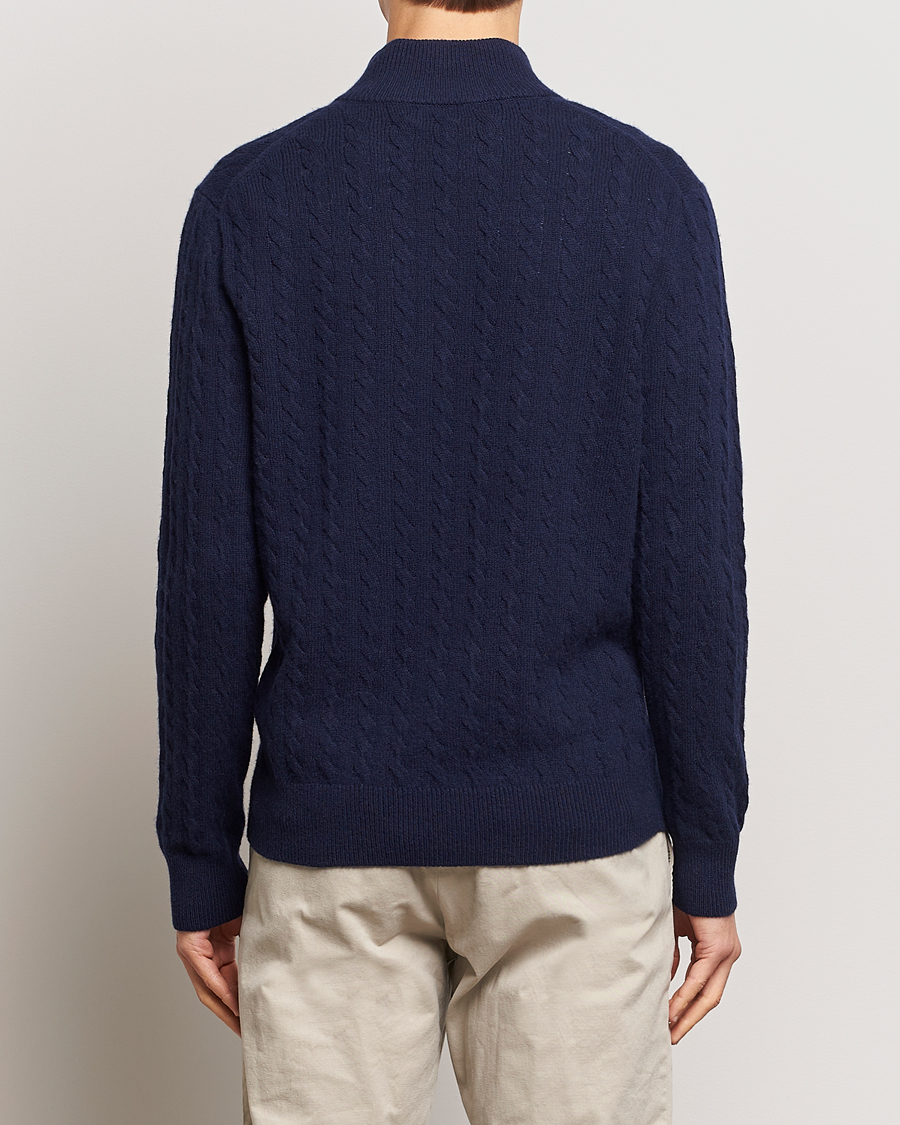 Herre | Gensere | Polo Ralph Lauren | Wool/Cotton Cable Half-Zip Hunter Navy