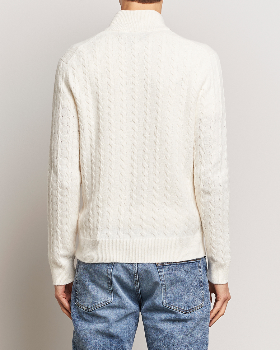 Herre | Gensere | Polo Ralph Lauren | Wool/Cotton Cable Half-Zip Andover Cream