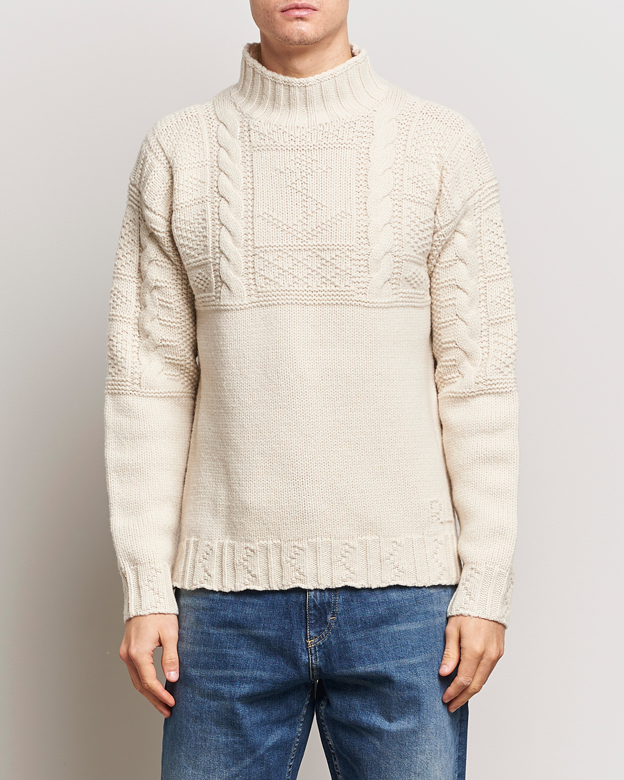 Herre |  | Polo Ralph Lauren | Wool Knitted Aran Rollneck Cream