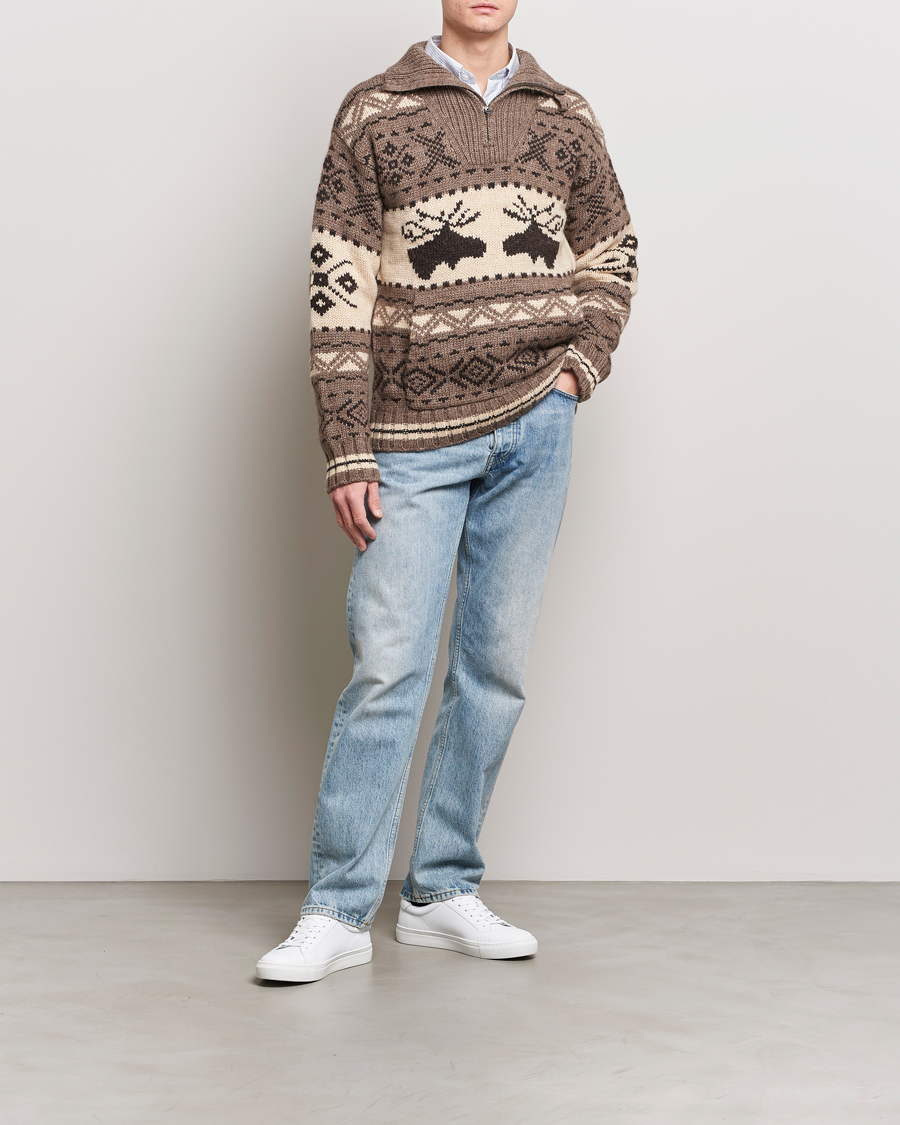 Herre | Gensere | Polo Ralph Lauren | Wool Knitted Half-Zip Sweater Medium Brown